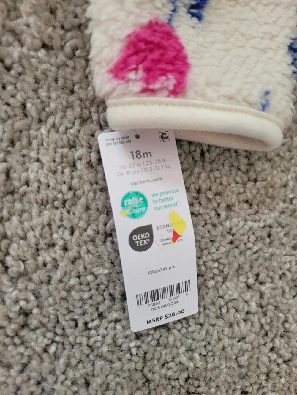 NWT Carter's Fleece Bunting 18mo